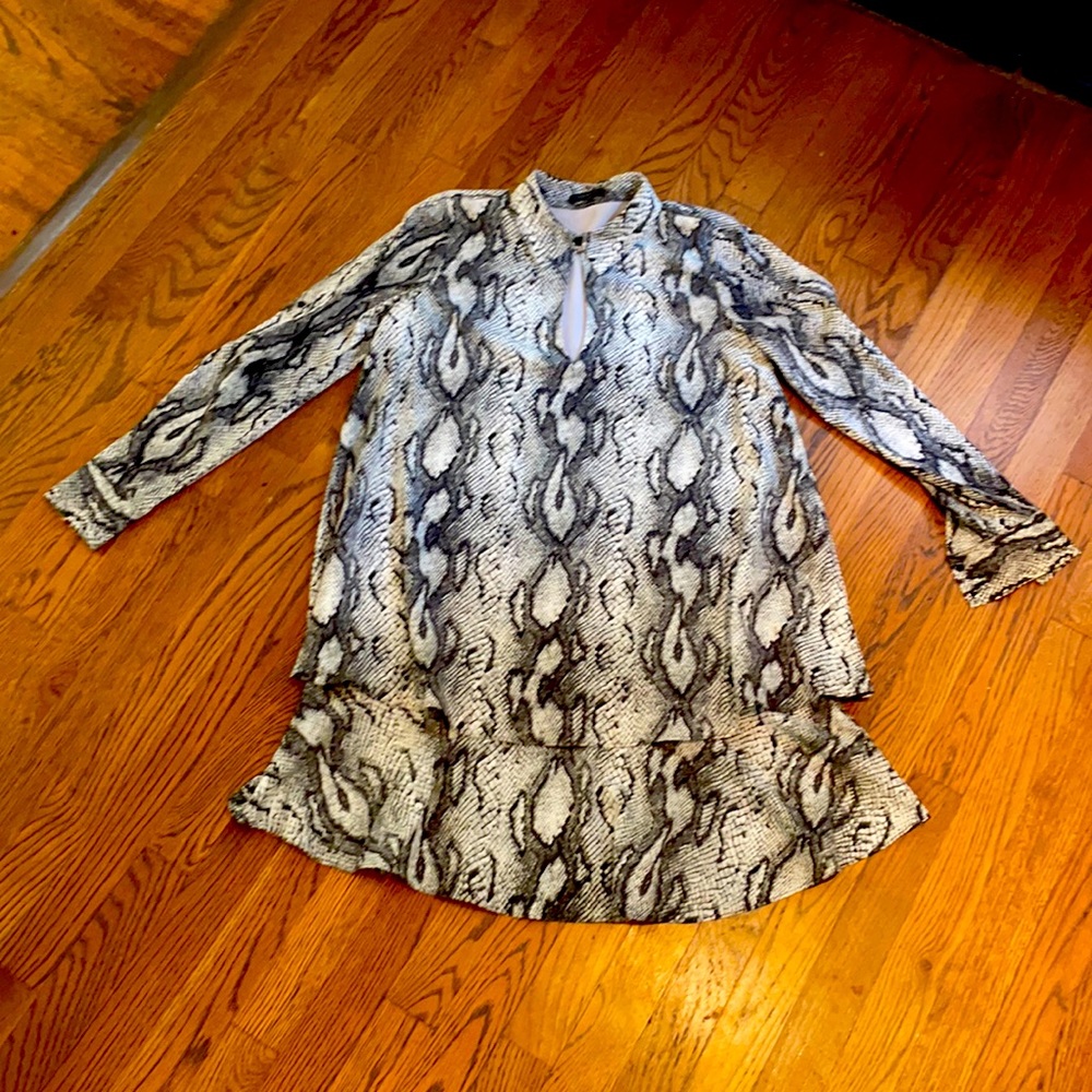 Rachel Zoe layered mini dress in snake print